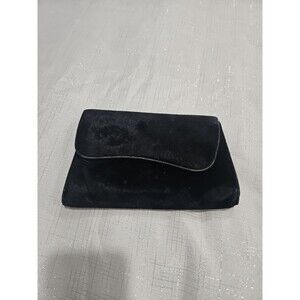 Black Velvet Vintage 1920s Envelope Clutch Snap Bag With Hand Strap
